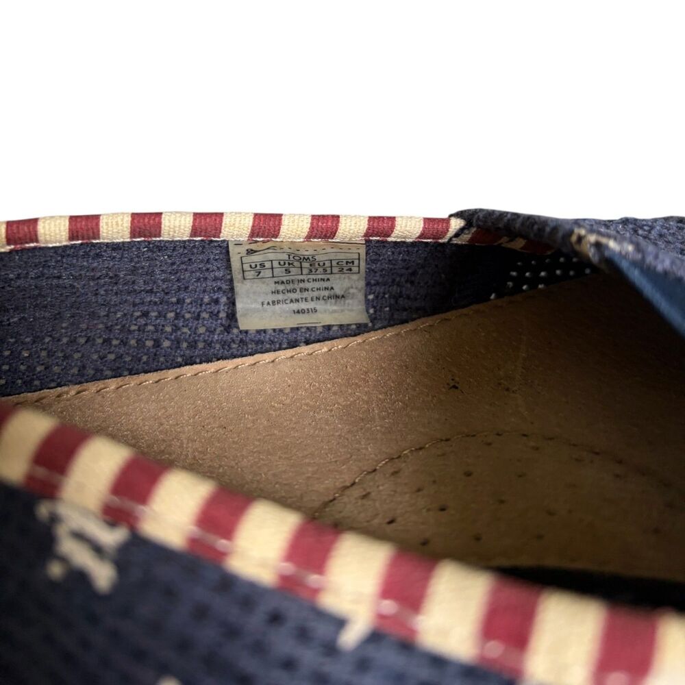 TOMS Classic Alpargata Navy Stars Crochet Slip On Espadrille Flats Womens 7